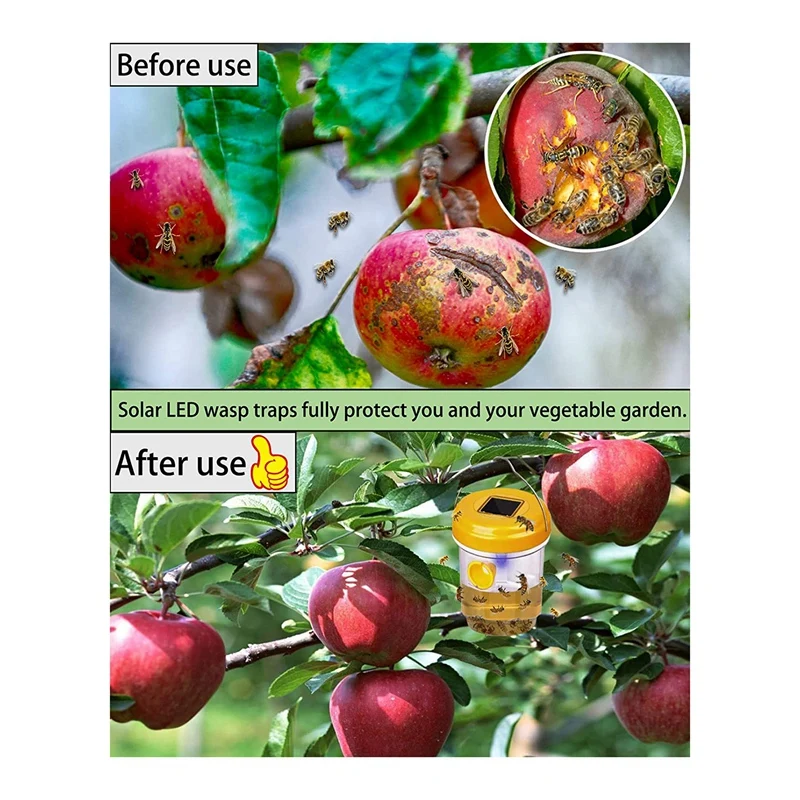 2 Pack Solar Wasp Trap Outdoor Hanging,Wasp Cather Hanging With Light For Yellow Jackets,Hornets,Bee,Wasp Traps1pcs2026