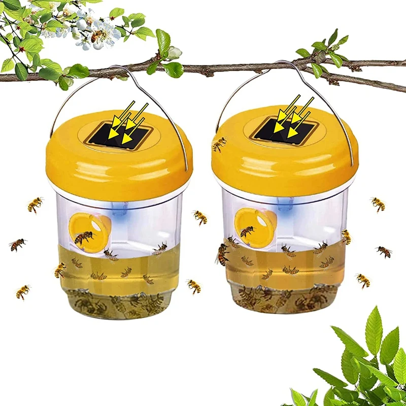 2 Pack Solar Wasp Trap Outdoor Hanging,Wasp Cather Hanging With Light For Yellow Jackets,Hornets,Bee,Wasp Traps1pcs2026