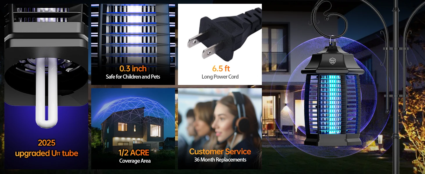 Electric Bug Zapper,Indoor Insect Killer with Switch Waterproof MosqMosquito  Repellent Outdoor, Fly Traps for Backyard Patio