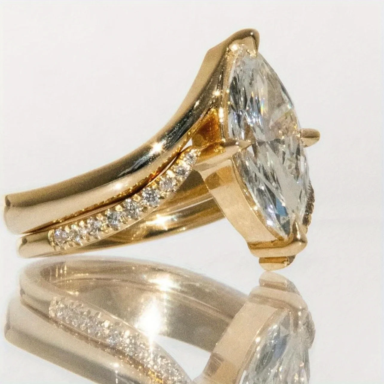 2PC 3CT Marquise Moissanite Bridal Wedding Set, S925 Sterling 925 Silver Anniversary Stackable Rings Fine jewelry