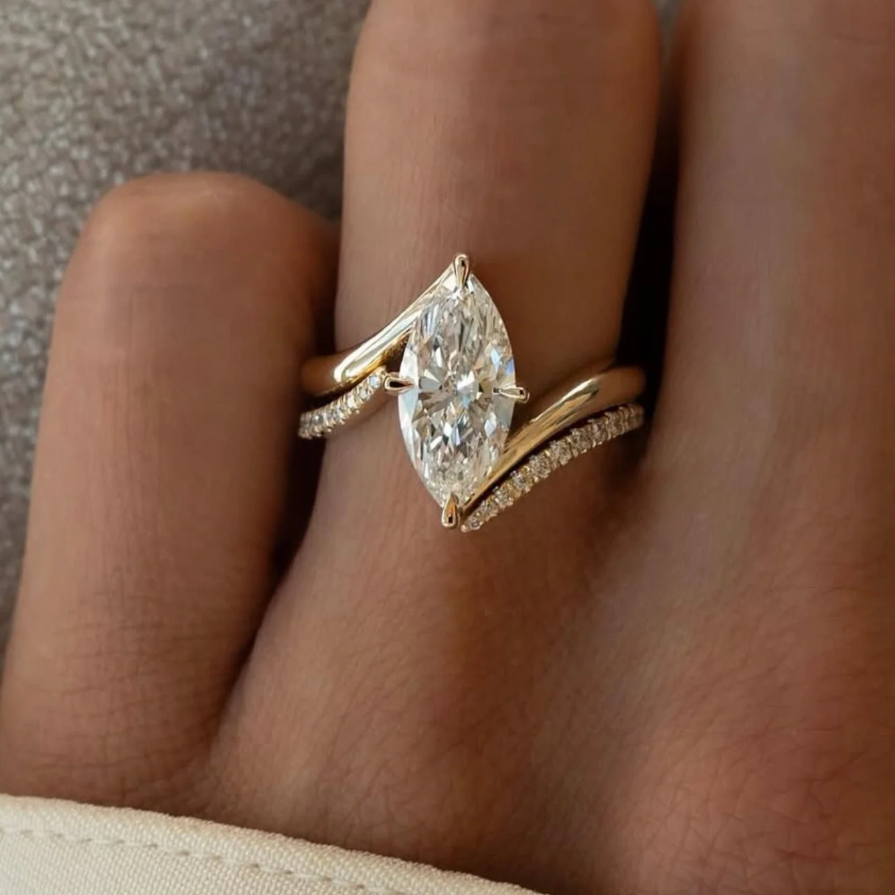 2PC 3CT Marquise Moissanite Bridal Wedding Set, S925 Sterling 925 Silver Anniversary Stackable Rings Fine jewelry