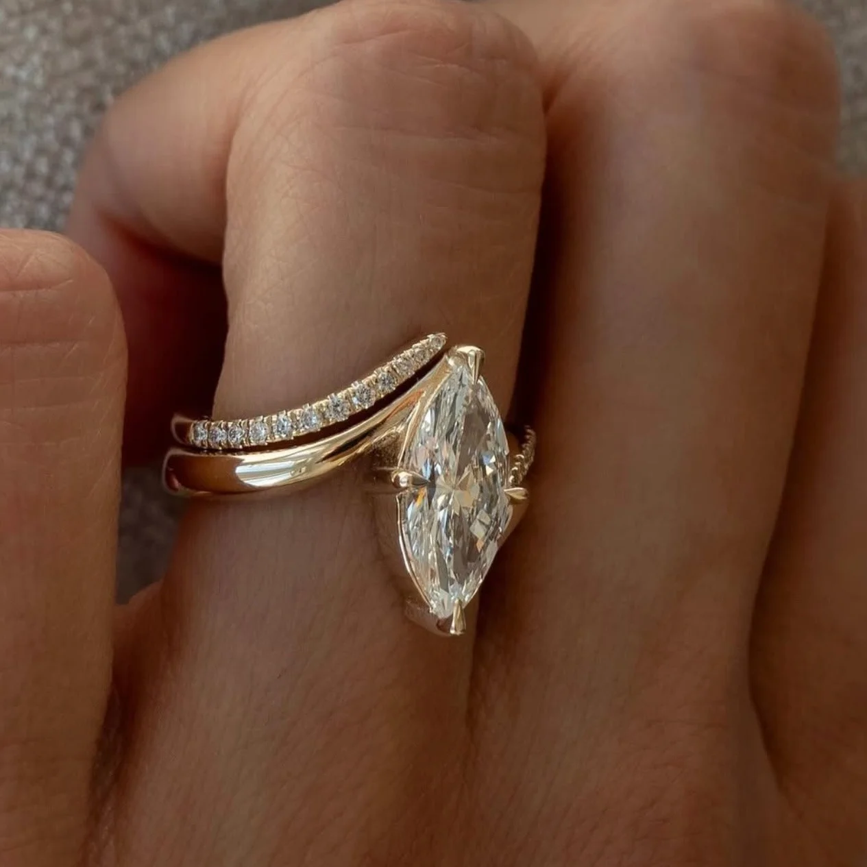 2PC 3CT Marquise Moissanite Bridal Wedding Set, S925 Sterling 925 Silver Anniversary Stackable Rings Fine jewelry