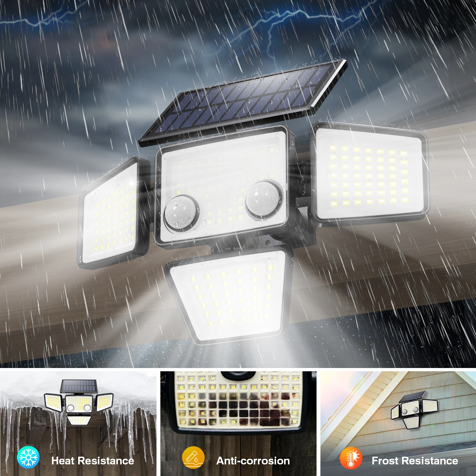 Solar Outdoor Lights - 3000LM 188 LED Motion Sensor Lights Solar Flood Security Lights for Backyard Yard Patio - Imagen 2